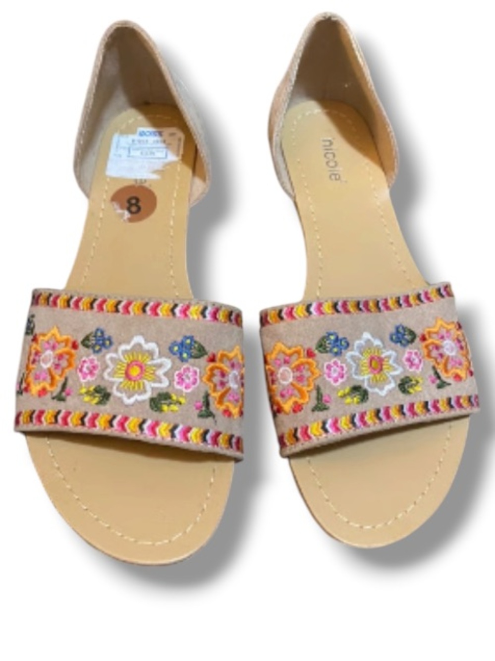 Nicole Women’s Embroidered Floral Pattern Print Open Toe SlipOn Summer Shoes 7.5